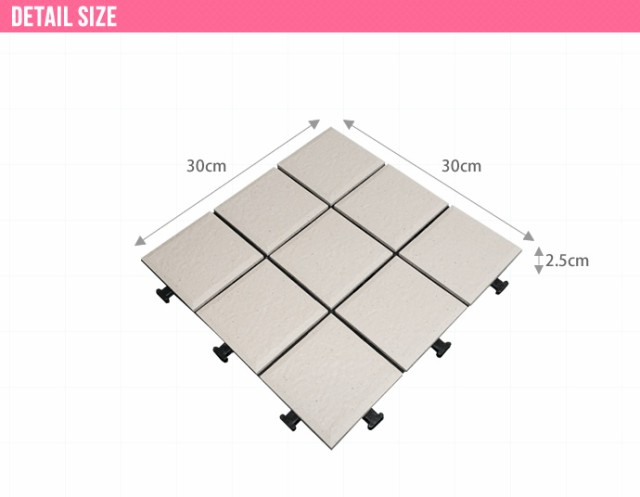 NOVE 陶器製ジョイントタイル(10枚入り） (タイル ガーデン デッキ ...