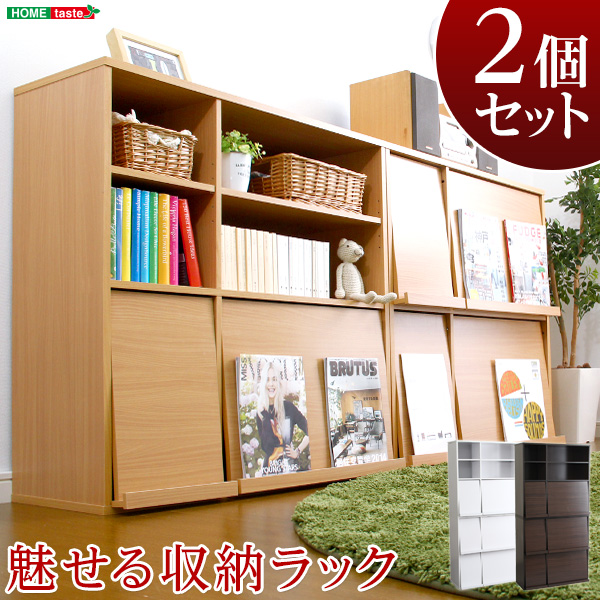 DisplayRack ディスプレイラック2個セット　(ラック ディスプレイラック マガジンラック フラップ扉 チェスト オープン収納 耐荷重 可動棚 ダークブラウン ナチュラル ホワイト おしゃれ おすすめ)