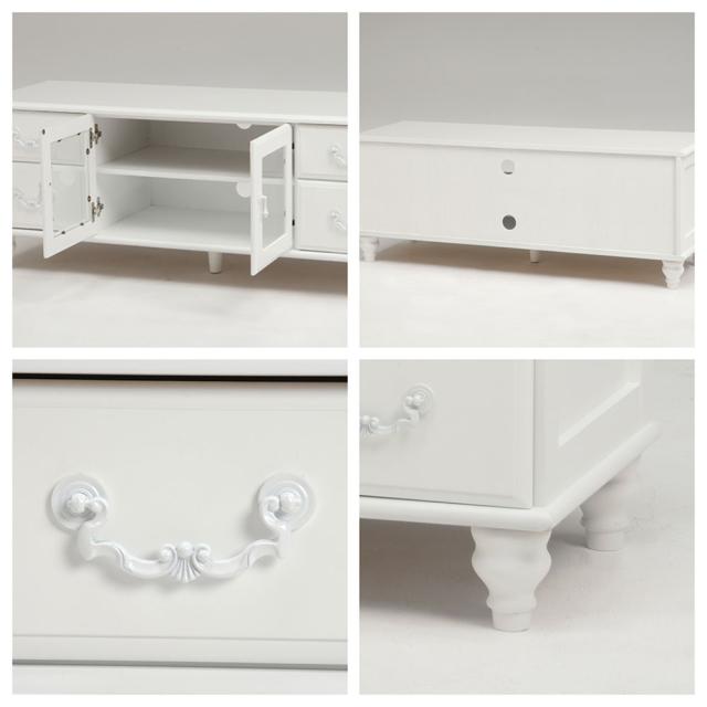 White TV Rack ホワイトテレビ台 幅88cm　(テレビボード TVボード TV台 シンプル アンティーク 天然木 桐 引き出し 上品 高級感 上質 ホワイト おしゃれ おすすめ)_1