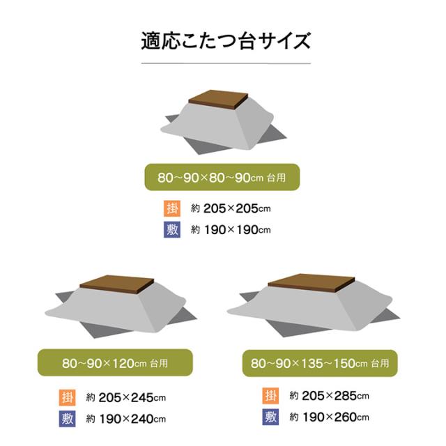 Move ムーヴ こたつ掛け敷き布団 2点セット 約205×285cm　(こたつ 掛け布団 敷き布団 セット パッチワーク風 ポップ 国産 日本製 ボリューム感 フランネル生地 キルティング加工 ラウンド型 エコ 手洗い グレー マルチ おしゃれ おすすめ)_14