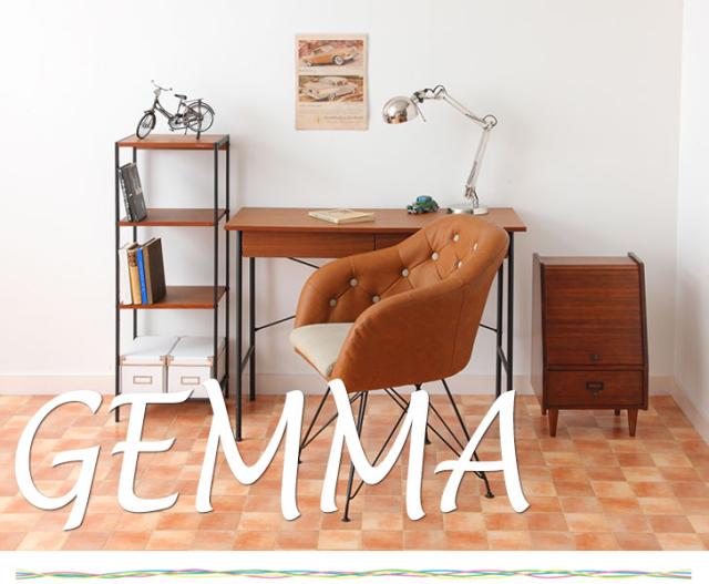GEMMA ジェンマ レトロチェア　(ブラウンレザー 合皮 デスク椅子 デスクチェア レトロ アメリカン ベージュ 大人)_1