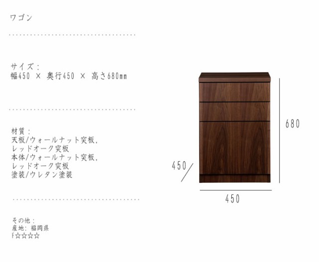 BUNKI2 ブンキ2 ワゴン　(袖机 フラット 収納 オフィス 仕事 木製 木目 SOHO 事務所 シンプル モダン 上品 高級感 国産 日本製 ニッポネ