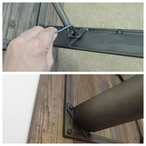 Metal Table メタルテーブル 幅80cm　(机 ダイニング リビング 正方形 家族 ファミリー カップル 木目 落ち着き クール 大人 男前 ヴィンテージ モダン シンプル アンティーク ブラウン 茶 W80 幅80cm H78 高さ78cm)_3