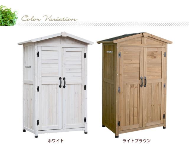 三角屋根収納庫　(倉庫 物置 棚 庭 ガーデニング 園芸 屋外 北欧 ナチュラル 木目 木製 天然木 マグネット アジャスター 片付け 茶 白 ライトブラウン ホワイト おしゃれ おすすめ)_7