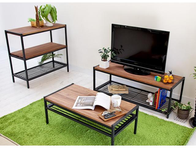 BRICK ブリック 天然木TVラック　(TVラック TVボード テレビボード 幅113cm ナチュラル 木目 パイン アイアン ミッドセンチュリー モダン インテリア ノスタルジック 頑丈 高級感 茶 ブラウン おしゃれ おすすめ)の通販は