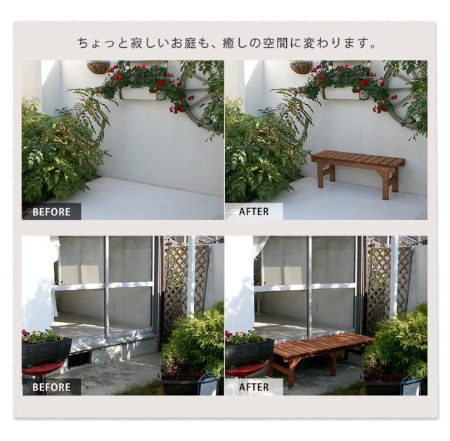 hiyori ひより ユニット縁台ベンチ 87×88　(長椅子 チェア 庭 縁側 ガーデン 天然木 木製 木目 屋外 ゴム底 ナチュラル レトロ シック アウトドア モダン 家族 友人 カップル 茶 ダークブラウン ライトブラウン おしゃれ おすすめ)_3