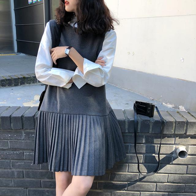 ワンピース ミニ丈 ジャンパスカート 無地 プリーツ ノースリーブ 重ね着 レイヤード 大人かわいい デート お出かけ Yi437の通販はau Pay マーケット ヴァリエンテヒロ