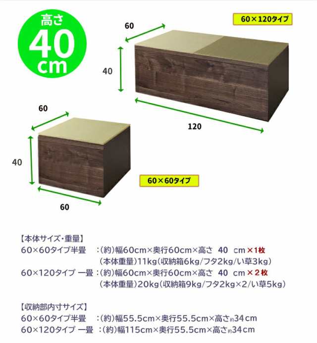 アルファタカバ 畳ユニット 収納 ボックス(高さ30cmロータイプ)60cm