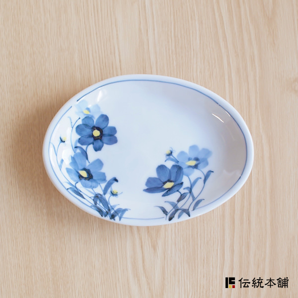 「送料無料」 九谷焼 楕円皿揃 お花畑 5号 5枚セット ( 初任給 プレゼント 父の日 早割 セット おつまみ 料理 九谷焼 結婚 出産 内祝い )_1