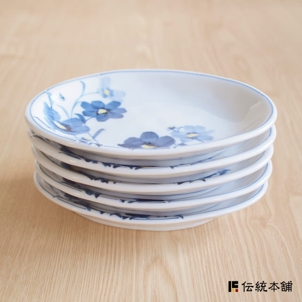 「送料無料」 九谷焼 楕円皿揃 お花畑 5号 5枚セット ( 初任給 プレゼント 父の日 早割 セット おつまみ 料理 九谷焼 結婚 出産 内祝い )_4