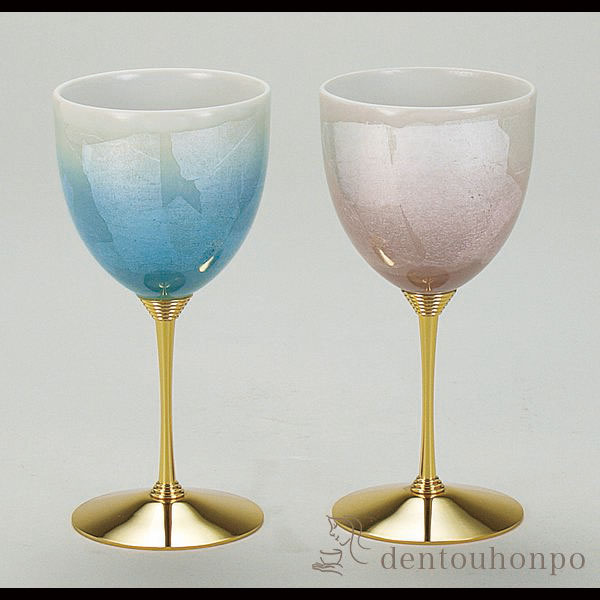九谷焼 ワイン カップ　ペア 　　　ワイングラス 送料無料 ワインカップ 鉄仙（九谷焼 ワイングラス 陶器 法人 日本製 ギフト 海外発送可 インテリア 法人 伝統 外国人 お土産）なごみや本舗