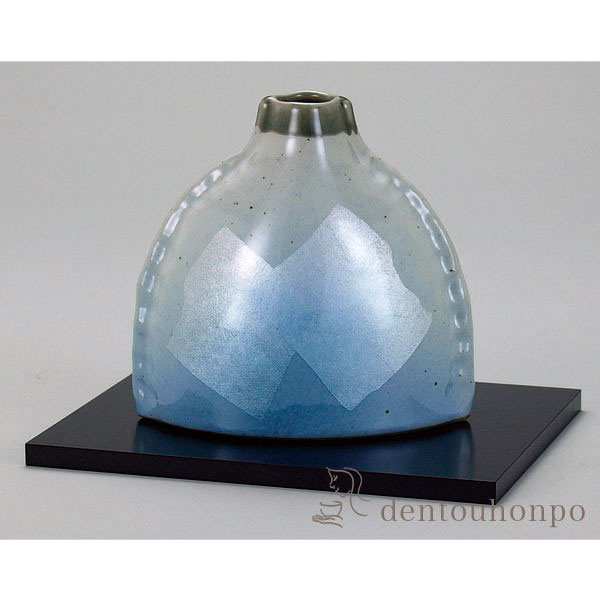 「送料無料」 九谷焼 一輪生 銀彩 4号 花台付 ( 木札名入れ有料 退職祝い 定年 ガラス フラワーベース 花器 一輪挿し おすすめ )の通販は