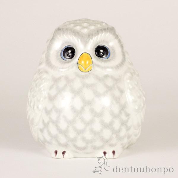 「送料無料」 九谷焼 ジャンボ梟 白盛彩 6号 ( ふくろう 盛 木札名入れ有料 フクロウ 置物 玄関 風水 小物 九谷焼 結婚 出産 )の通販は 12,848円