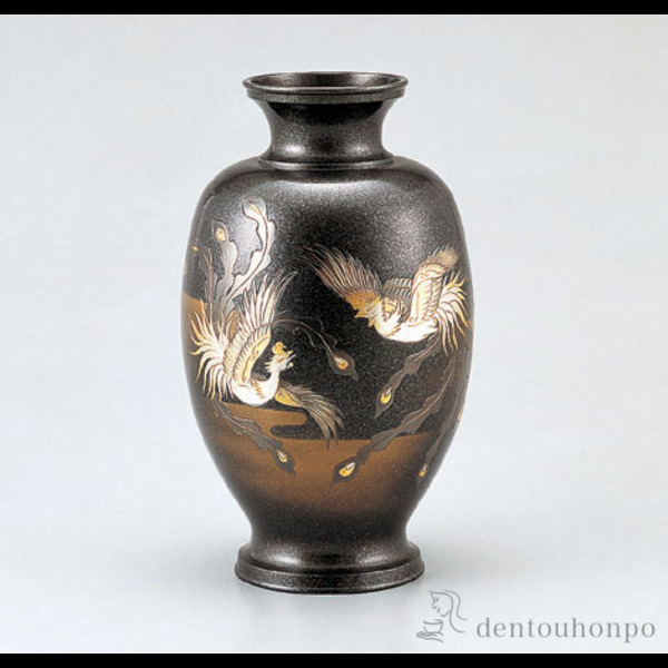 「送料無料」 銅製花瓶 鳳祥 鳳凰 12号 ( 木札名入れ有料 花瓶 フラワーベース 花器 仏間 おすすめ 高岡銅器 周年 創立 上場 竣工 開店 )の通販は 108,900円