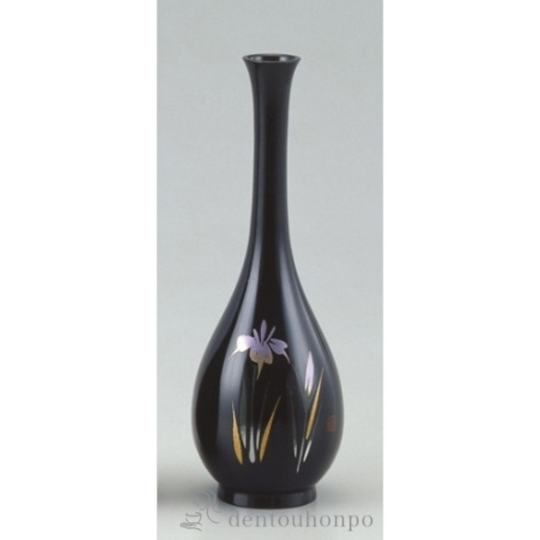 「送料無料」 銅製花瓶 蒔絵 鶴首 アヤメ 8号 「即日発送対応」 ( あすつく 木札名入れ有料 花瓶 フラワーベース 花器 仏間 おすすめ )の通販は