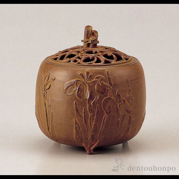 「送料無料」 銅製 杜若文香炉 焼朱銅色 ( お香 線香 リラックス 仏具 人気 高岡銅器 周年 創立 上場 竣工 上場 竣工 開店 )