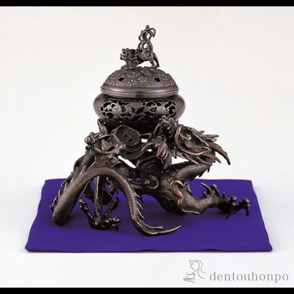 送料無料」 銅製 吉祥龍香炉 ( お香 線香 リラックス 仏具 人気 高岡