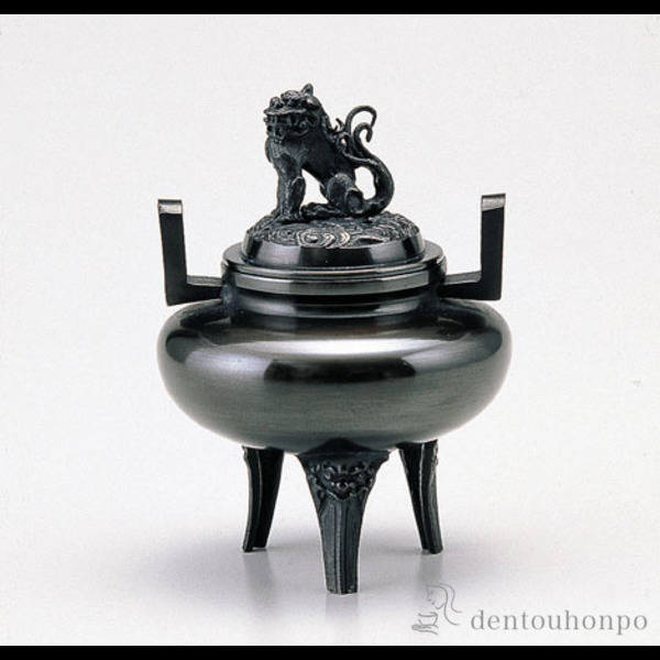 「送料無料」 銅製 平丸獅子蓋香炉 ( お香 線香 リラックス 仏具 人気 高岡銅器 周年 創立 上場 竣工 上場 竣工 開店 事務所移転 ) 送料無料」 銅製 平丸獅子蓋香炉 ( お香 線香 リラックス 仏具 人気