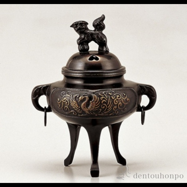 「送料無料」 銅製 カン付鳳凰香炉 ( お香 線香 リラックス 仏具 人気 高岡銅器 周年 創立 上場 竣工 上場 竣工 開店 事務所移転 )