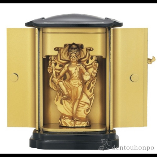 「送料無料」 烏枢沙摩明王 純金メッキ PC厨子付 厨子付き ( 木札名入れ有料 仏壇 寺院 仏様 日本 仏具 高岡銅器 法要 メモリアル 法事 )の通販は