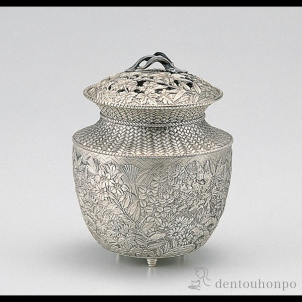 「送料無料」 七草香炉 銀色 ( お香 線香 リラックス 仏具 人気 高岡銅器 周年 創立 上場 竣工 上場 竣工 開店 事務所移転 )