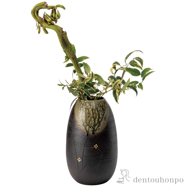 送料無料 ナツメ花瓶 緑釉小花 へちもん 木札名入れ可 退職祝い プレゼント ガラス フラワーベース 花器 一輪挿し の通販はau Pay マーケット 伝統本舗