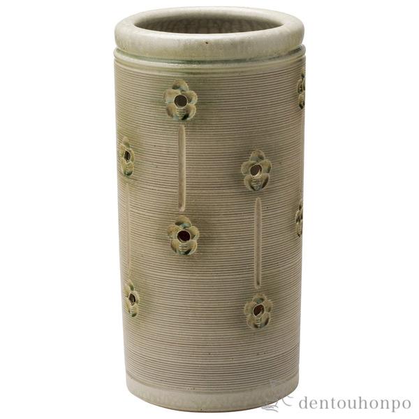 「送料無料」 傘立 白ビードロ花紋 ( へちもん スリム 玄関 お店 高級 おすすめ 信楽焼 周年 創立 上場 竣工 開店 事務所移転 開業 )の通販は