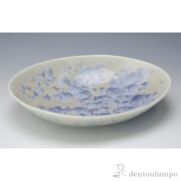 Amazon.co.jp: 京焼 清水焼 陶あん窯 楕円鉢 中 花結晶 銀藤