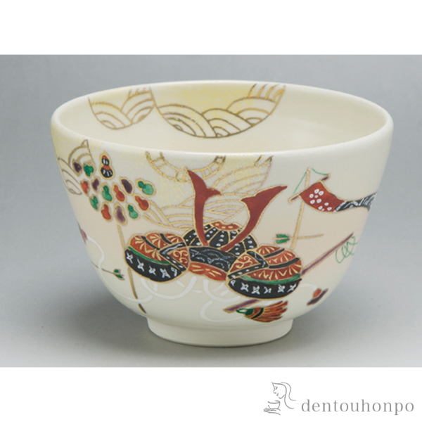 「送料無料」 抹茶碗 祝い兜 ( 初任給 プレゼント 母の日 抹茶碗 茶道具 茶器 お稽古用 抹茶 清水焼 京焼 結婚 出産 内祝い 引き出物 )