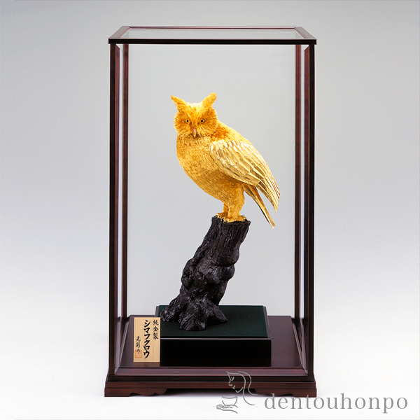 X289 純銅製アートレリーフ フクロウ 1号 光則 パネル 箱入 光則 純銀