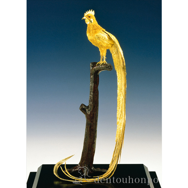 送料無料」 純金 尾長鶏 180g ( 光則（金工芸） 木札名入れ有料 高級