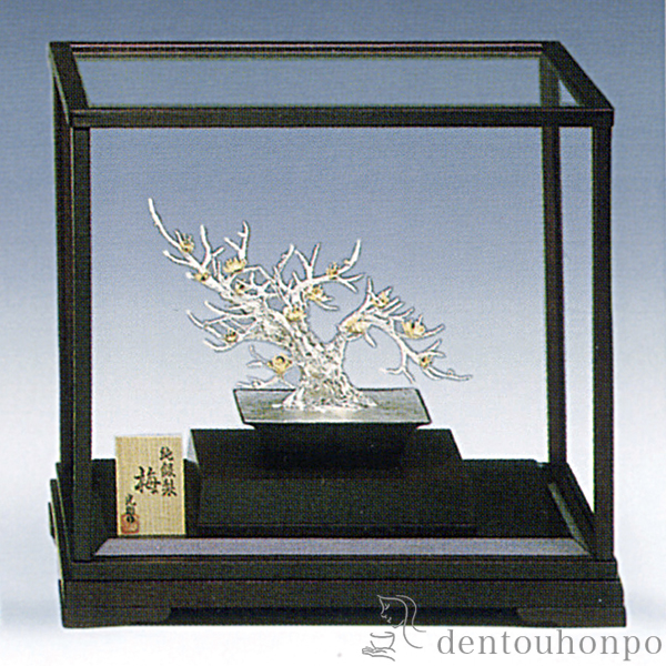 「送料無料」 純銀 盆栽 梅 A 6号・90g ( 木札名入れ有料 高級 コレクション 美術品 工芸品 伝統 東京銀器（銀工芸） 周年 創立 上場 )の通販は 145,750円
