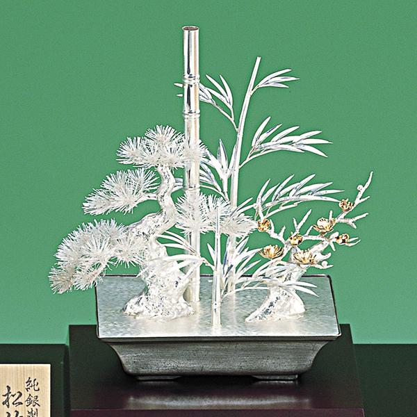 純銀 盆栽 梅 10号・250g ( 光則（銀工芸） 木札名入れ有料 高級 コレクション 美術品 工芸品 伝統 東京銀器（銀工芸） 周年 創立 上場 竣工 開店 ) 純銀製光則作 梅 置物 銀工芸 シルバー silver 純銀製光則作 梅 置物