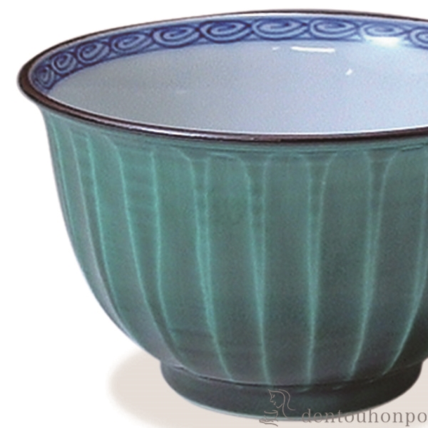 「送料無料」 お茶呑茶碗 青交趾ソギ 5客セット ( 木箱名入れ有料 茶器セット 急須 湯呑み 日本茶 中国茶 清水焼 京焼 結婚 出産 )_2