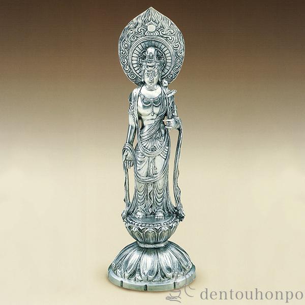 「送料無料」 銀製 仏像 聖観世音菩薩 1720g ( 木札名入れ有料 仏壇 寺院 仏様 日本 仏具 東京銀器（銀工芸） 法要 メモリアル )の通販は