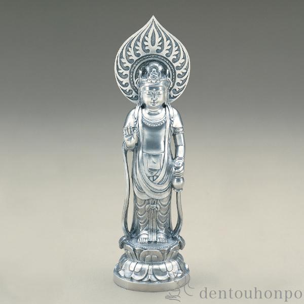 「送料無料」 銀製 仏像 聖観世音菩薩 須賀東篁作 1000g ( 木札名入れ有料 仏壇 寺院 仏様 日本 仏具 東京銀器（銀工芸） 法要 )の通販は