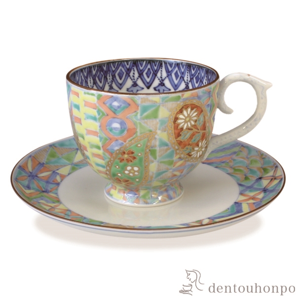 「送料無料」 珈琲碗皿 色絵ペイズリー ( 名入れ有料 セット ソーサー ティーカップ 美味しい おすすめ 清水焼 京焼 結婚 出産 )の通販は