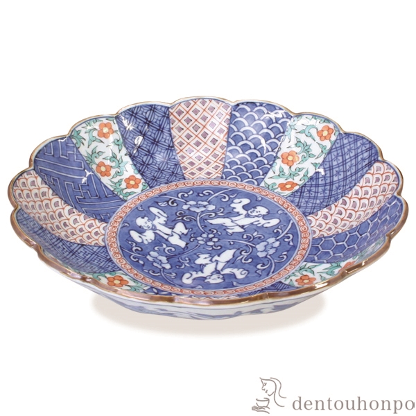 「送料無料」 菊型七寸鉢 色絵祥瑞唐子 ( 名入れ有料 和食 食器 おつまみ 朝食 煮物 清水焼 京焼 結婚 出産 内祝い 引き出物 )の通販は