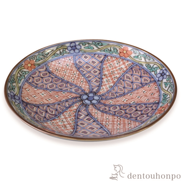 「送料無料」 四寸皿 色絵捻古紋 ( 名入れ有料 退職祝い 定年 プレート 醤油皿 豆皿 和食 洋食 清水焼 京焼 結婚 出産 内祝い 引き出物 )