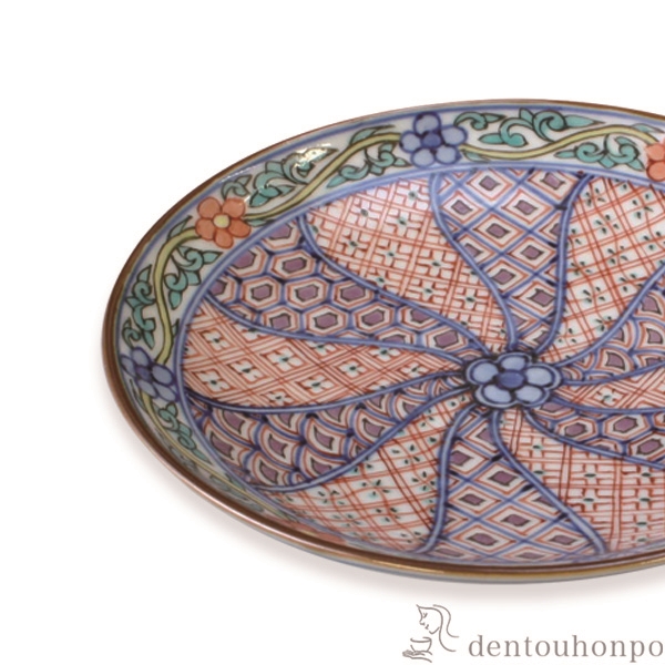 「送料無料」 四寸皿 色絵捻古紋 ( 名入れ有料 退職祝い 定年 プレート 醤油皿 豆皿 和食 洋食 清水焼 京焼 結婚 出産 内祝い 引き出物 )