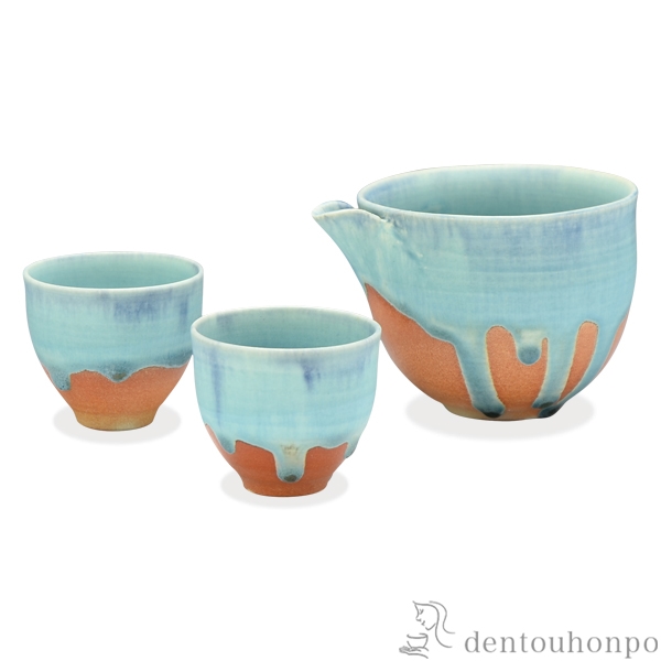 「送料無料」 片口酒器 碧彩 片口1個・ぐい呑2個 ( 名入れ有料 酒器 日本酒 冷酒 プレゼント 人気 清水焼 京焼 結婚 出産 内祝い )の通販は