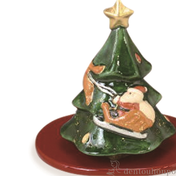 「送料無料」 楽置物 クリスマスツリー 塗台付 ( 名入れ有料 初任給 プレゼント 父の日 早割 置物 幸運 風水 縁起物 人気 清水焼 )_2