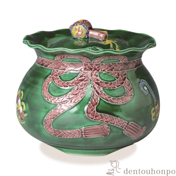 「送料無料」 香炉 青交趾宝袋 ( 木箱名入れ有料 お香 線香 リラックス 仏具 人気 清水焼 京焼 周年 創立 上場 竣工 上場 竣工 )の通販は