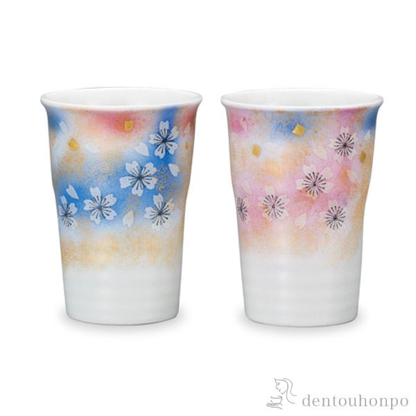 九谷焼 フリーカップ 花の舞 ペア ( 退職祝い プレゼント 男性 女性 父 母 定年 焼酎グラス ビアカップ ビールグラス フリーカップ )の通販は 6,622円