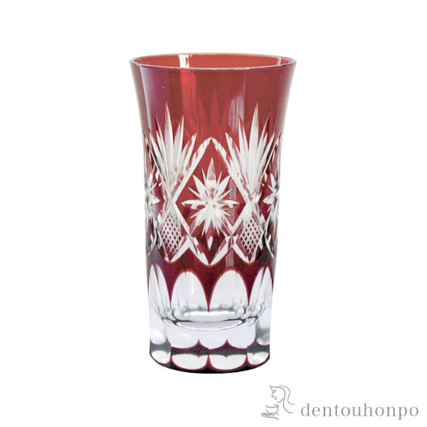 「送料無料」 江戸切子 星切子 一口ビール　赤 江戸切子 ( 田島硝子 タンブラー ビアグラス ビアカップ プレゼント 人気 江戸切子 結婚 )の通販は 7,392円