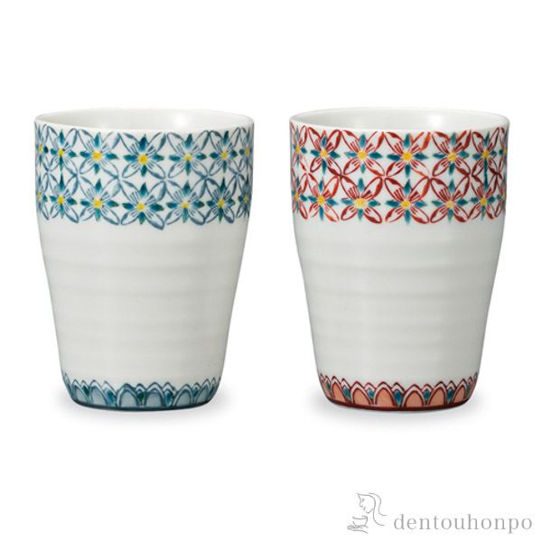 「送料無料」 九谷焼 ペアフリーカップ 花紋 ( 退職祝い プレゼント 男性 女性 父 母 定年 焼酎グラス ビアカップ )の通販は 6,283円