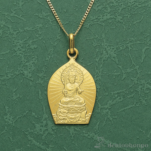 「送料無料」 十八金製 お守りご本尊ペンダント 文殊菩薩 卯年 K１８チェーン付 ( 光則（金工芸） おしゃれ ジュエリー ネックレス )の通販は