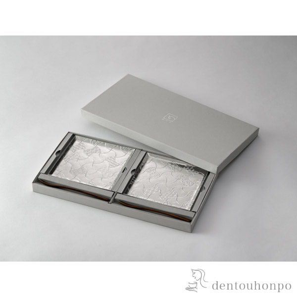 「送料無料」 角皿 こもんあわせ 2個セット 菓子切付 ( 退職祝い 定年 セット 醤油皿 豆皿 和食 洋食 高岡銅器 結婚 出産 内祝い )