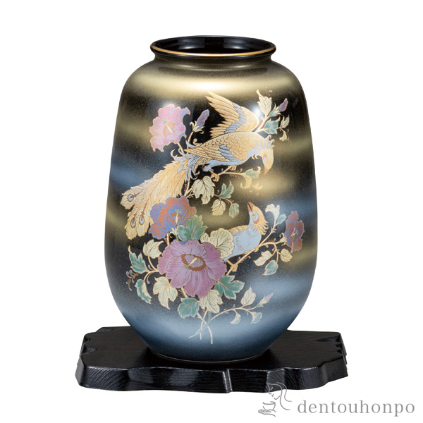 「送料無料」 夏目花瓶 天目鳳凰 8号 台付 ( 木箱名入れ有料 木札名入れ有料 退職祝い 定年 ガラス フラワーベース 花器 )の通販は 14,300円