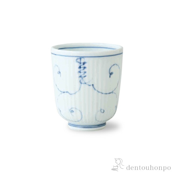 「送料無料」 軽量湯呑 唐草ぶどう 青 大 5個セット ( 唐草ぶどう 湯のみ ゆのみ 湯飲み カップ プレゼント 波佐見焼 結婚 出産 内祝い )の通販は